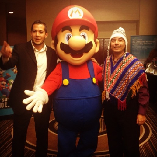 mario and alberto saldamando Mario and tech blogger Alberto Saldamando dressed in traditional Peruvian wardrobe.