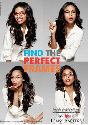 Zoe Saldana for Lens Crafters Ad Campaign