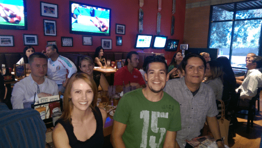 Eric Diaz of Nativa chatting with Mandy Minette and Luis Medina of Park and Co. One of many good conversations that occurred.